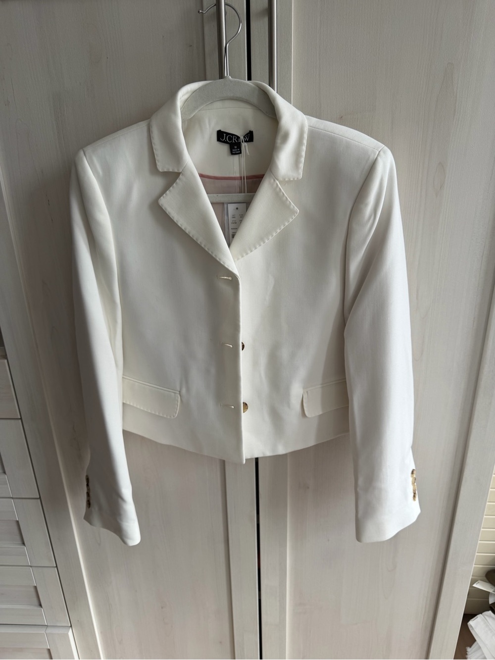J. Crew Cream Cropped Tailored Blazer